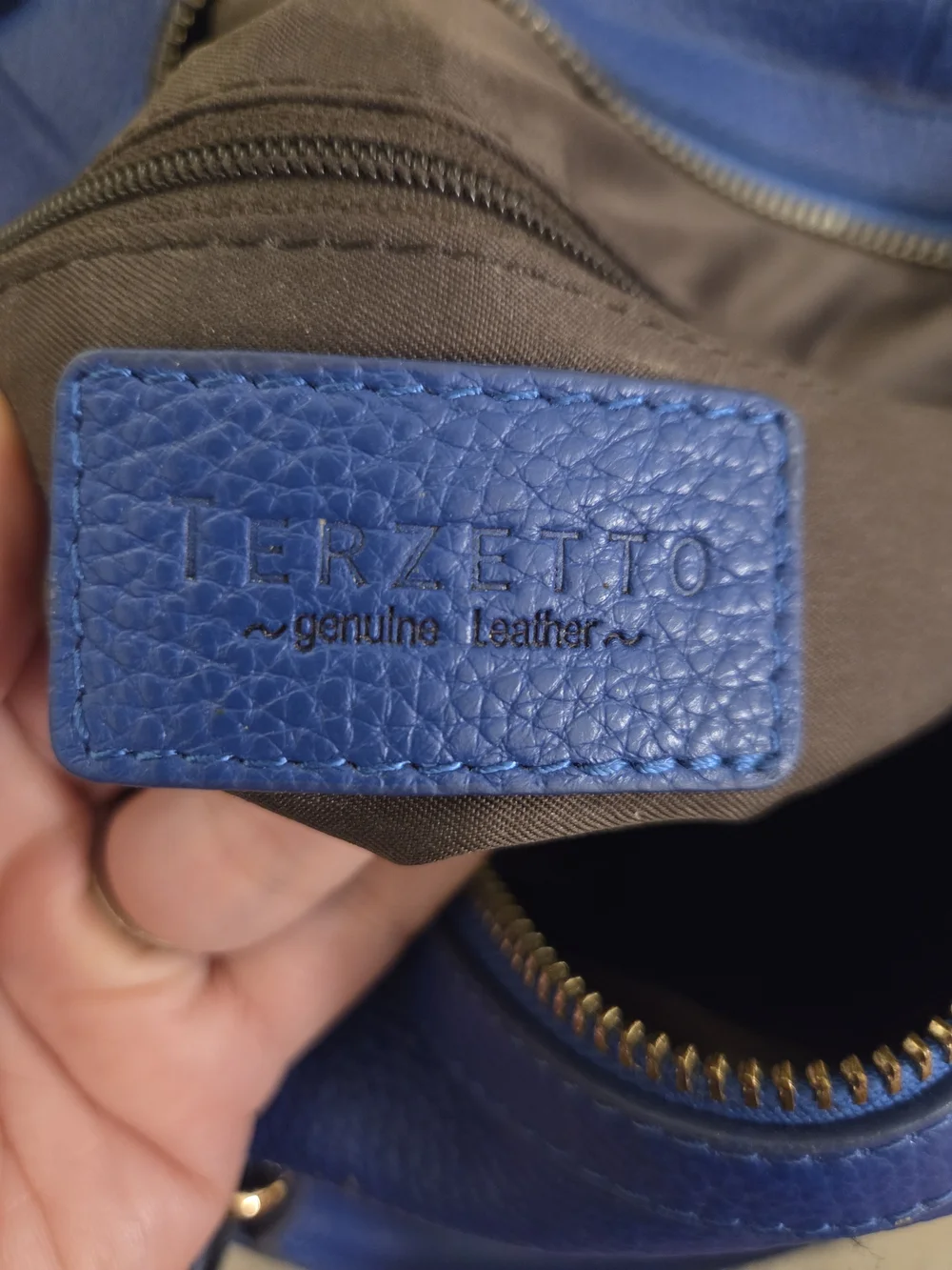 Terzetto Royal Blue Pebbled Leather Satchel